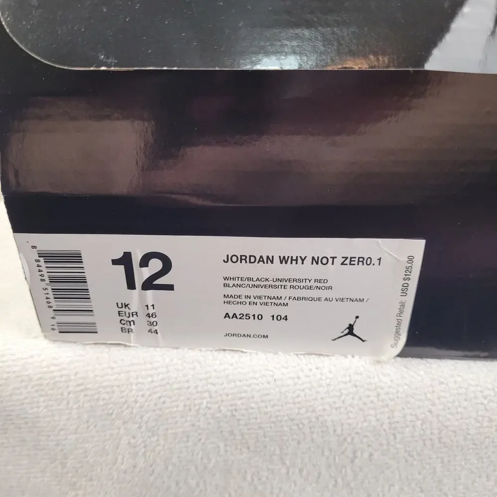 Jordan Why Not Zero.1 black white size 12 Sneakerhead Streetwear